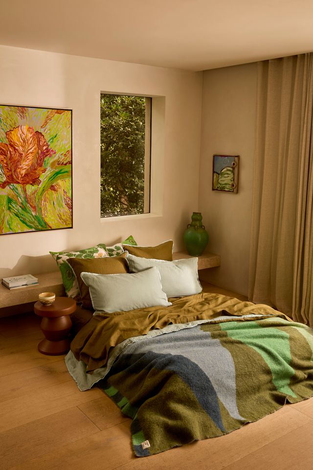 Geometric Green Mohair Throw