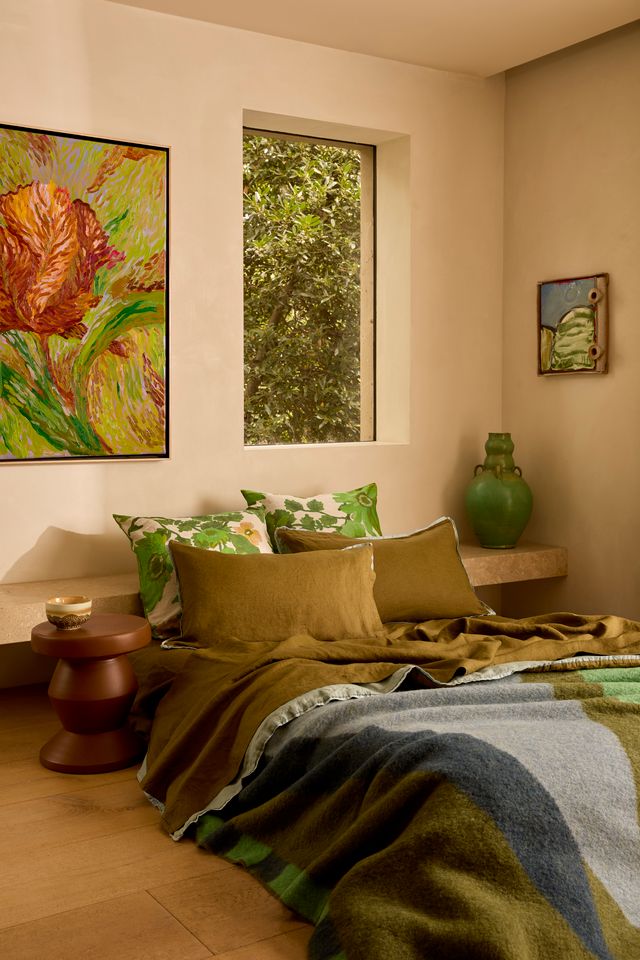 Geometric Green Mohair Throw