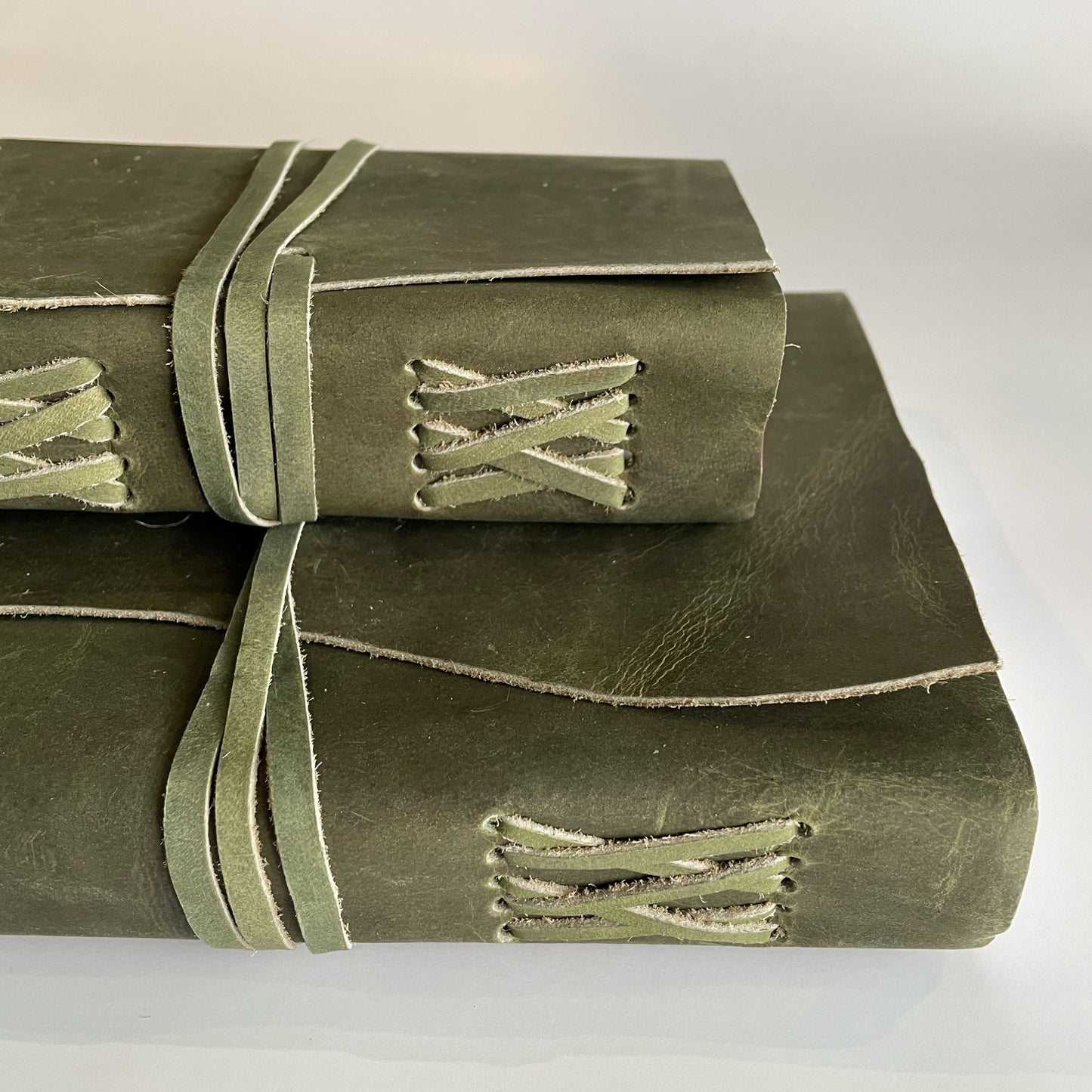 Leather Bound Wrap Journal . Moss