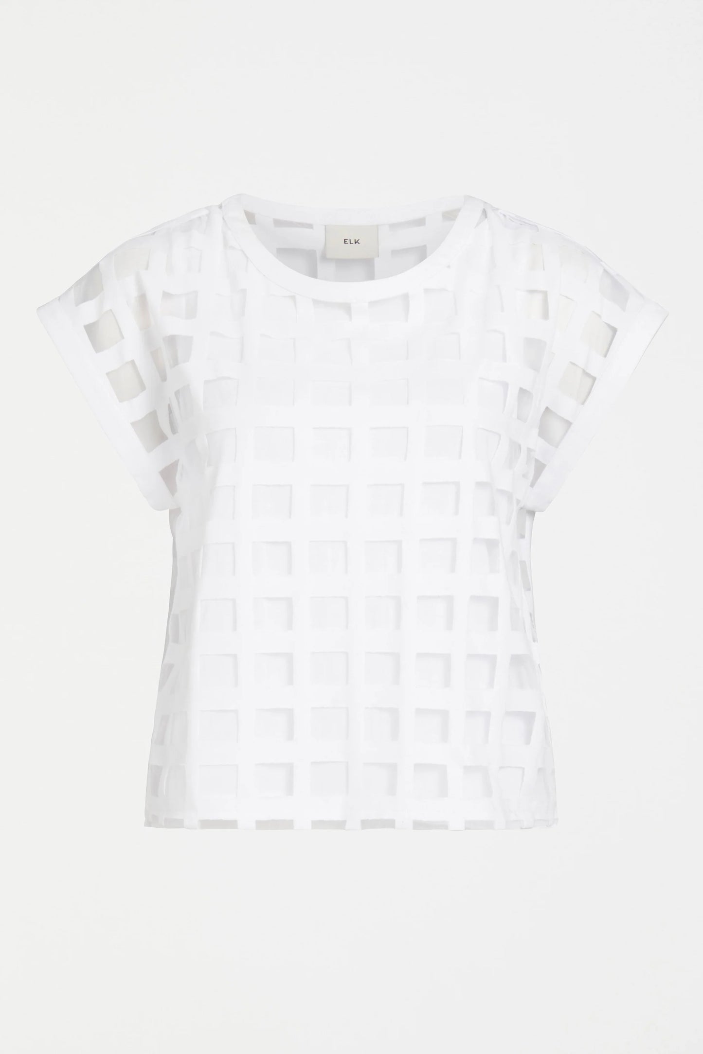 Grid Burnout Organic Cotton Top . White