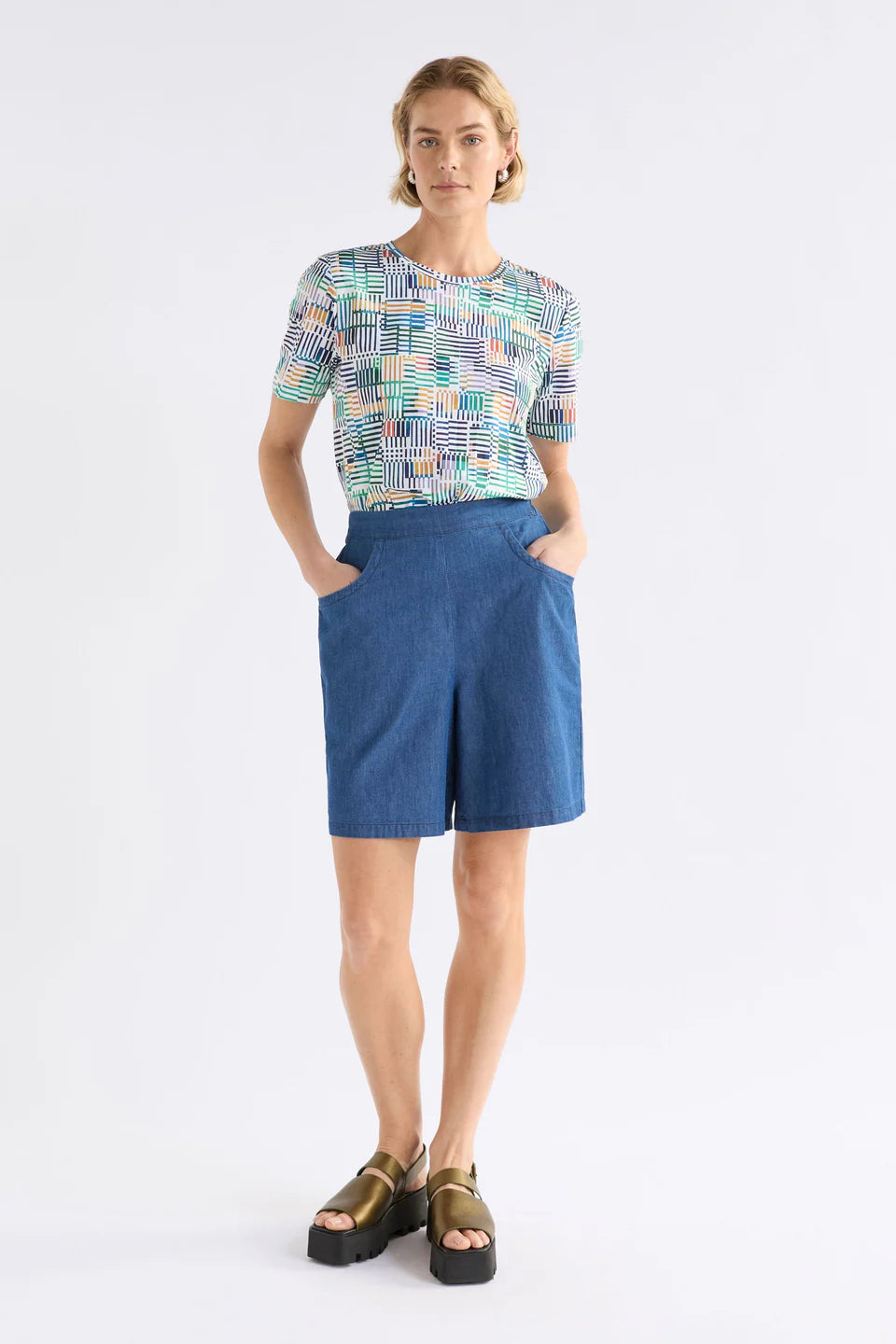 Hanen Organic Cotton T Shirt . Chess Print