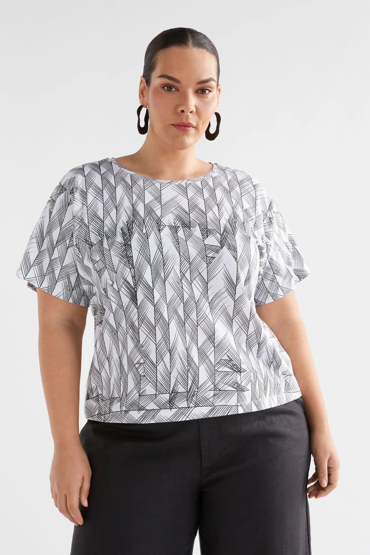 Haki Organic Cotton T Shirt . White Line Print