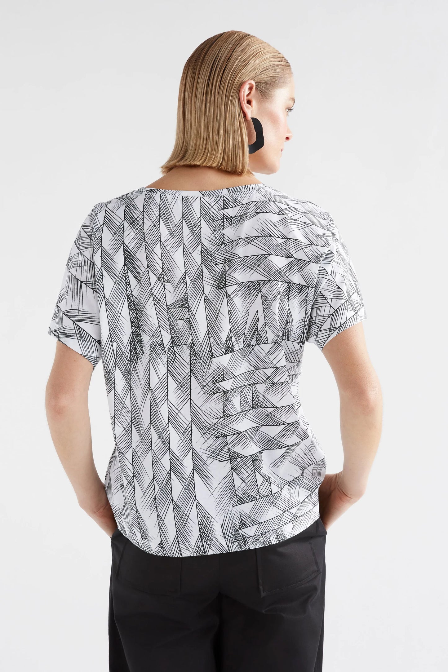 Haki Organic Cotton T Shirt . White Line Print