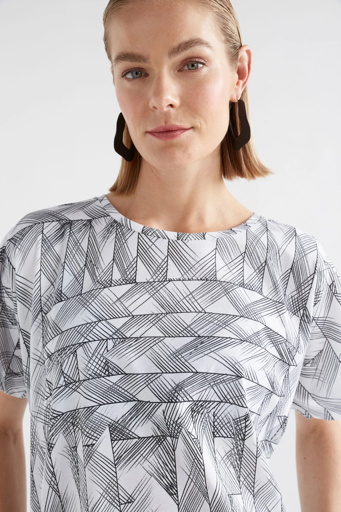 Haki Organic Cotton T Shirt . White Line Print