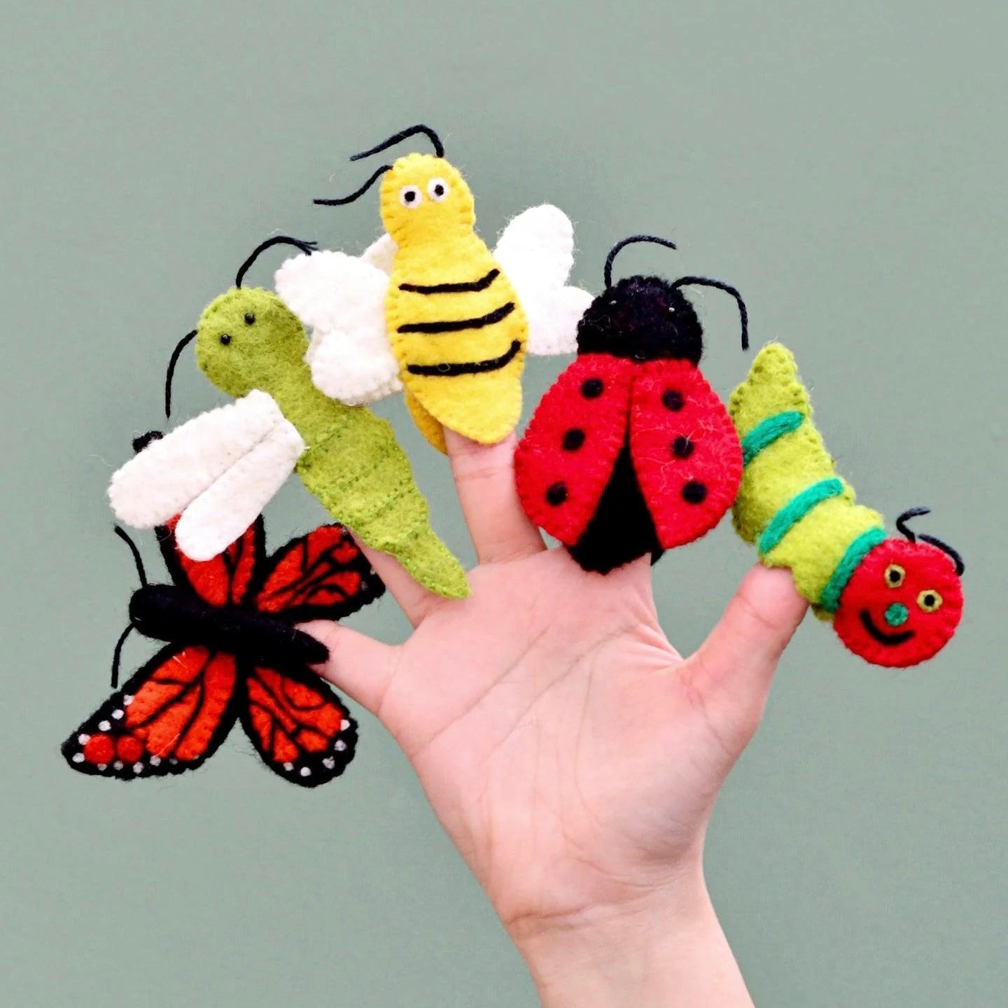 Felt Finger Puppets . Garden Bugs + Insects