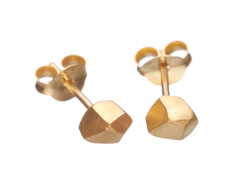 Earrings . Geometric Faceted Stud Gold