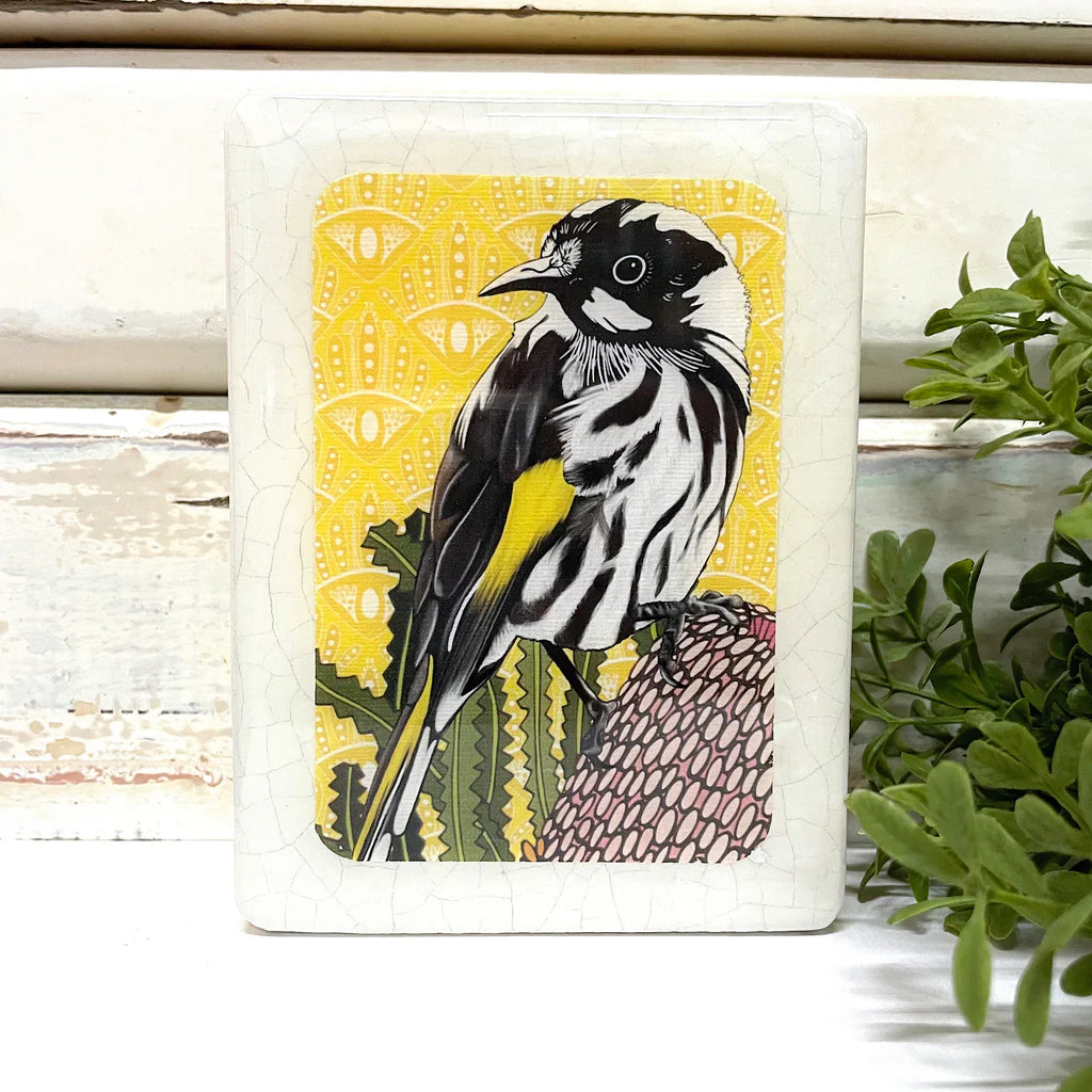 Mini Woodblock . Honeyeater