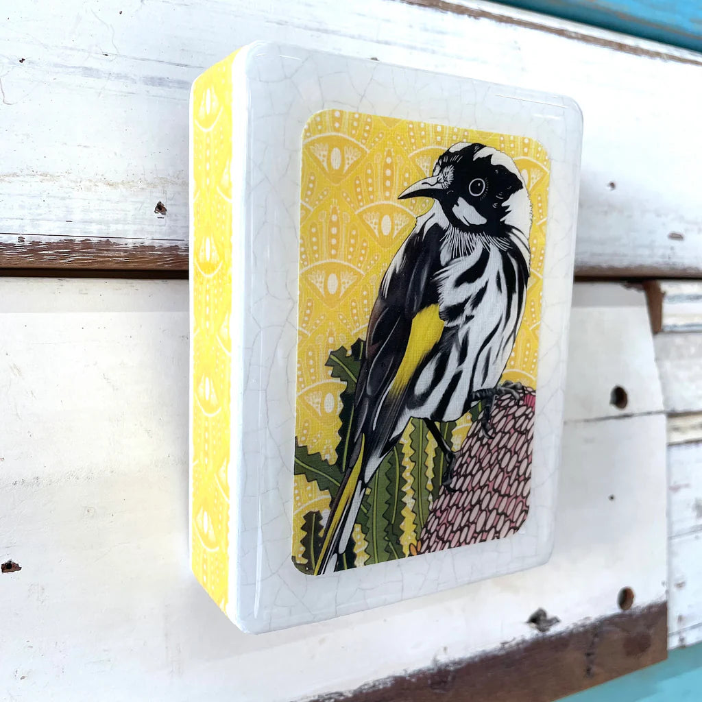 Mini Woodblock . Honeyeater