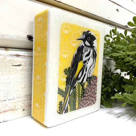Mini Woodblock . Honeyeater