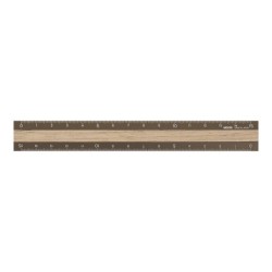 Aluminium 15cm Ruler . Brown with Wood
