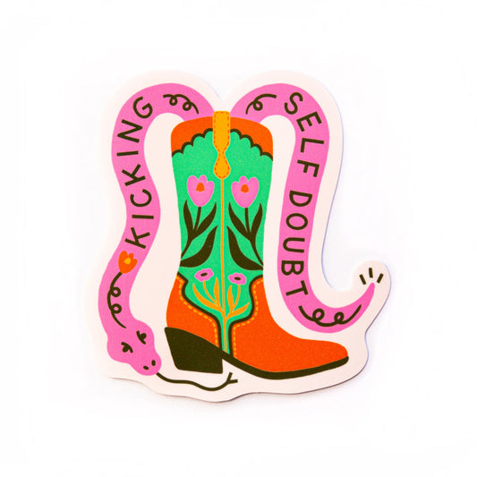 Kicking Self Doubt Sticker.
