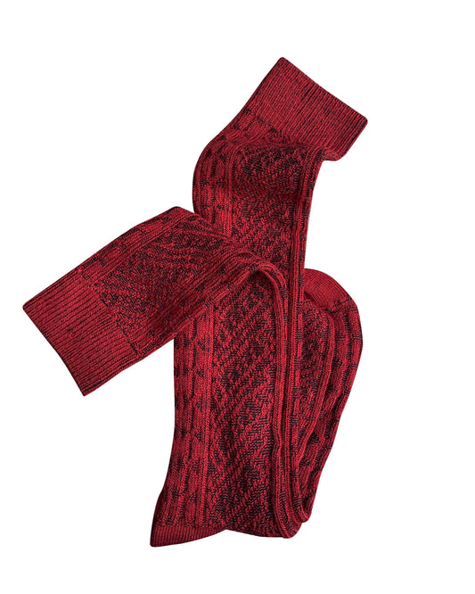 Merino Wool Socks . Long Knee High Vintage . Red