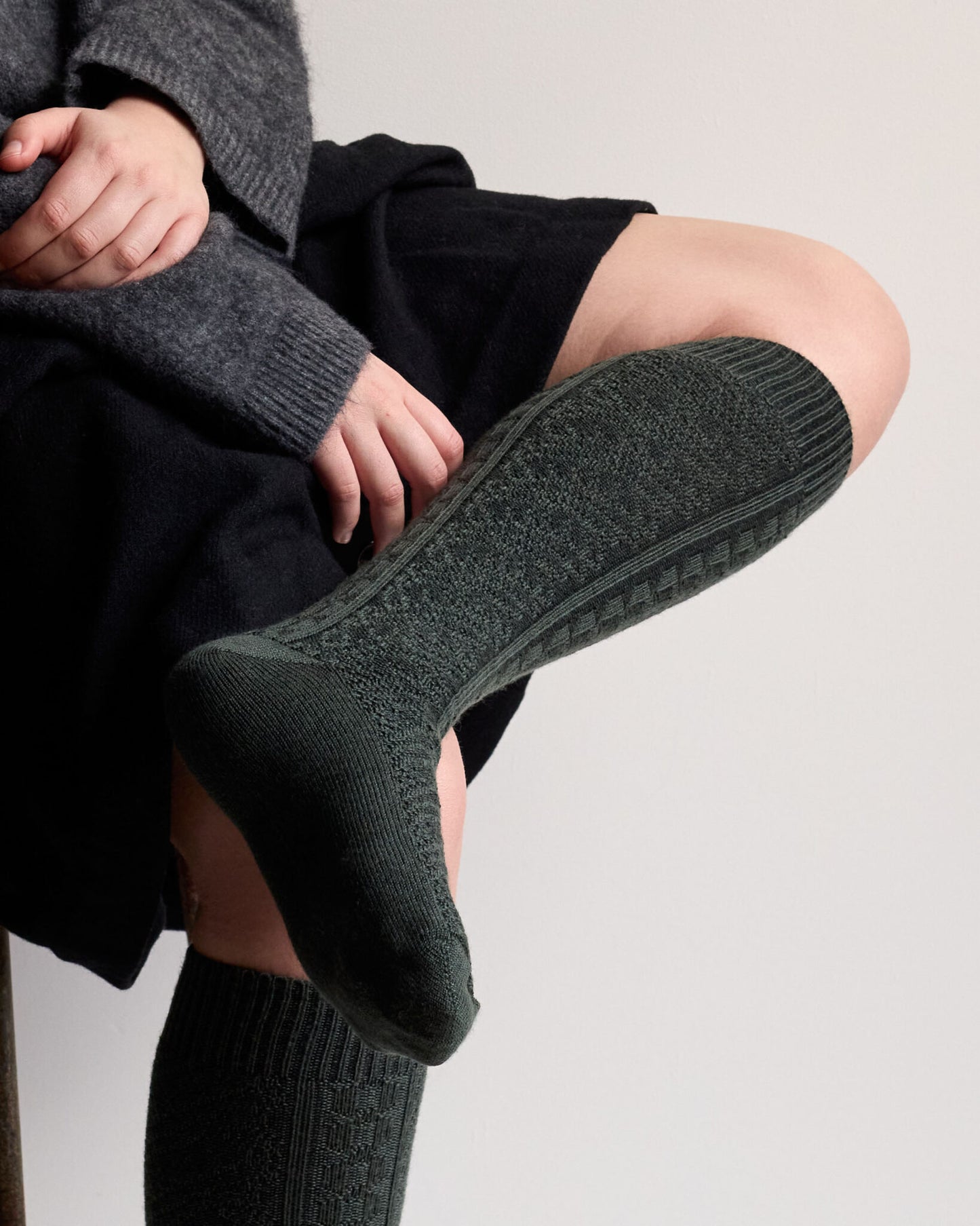 Merino Wool Socks . Long Knee High Vintage . Green