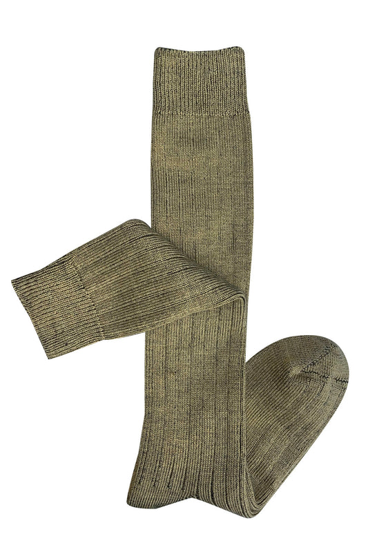 Merino Wool Socks . Long Knee High Rib . Khaki