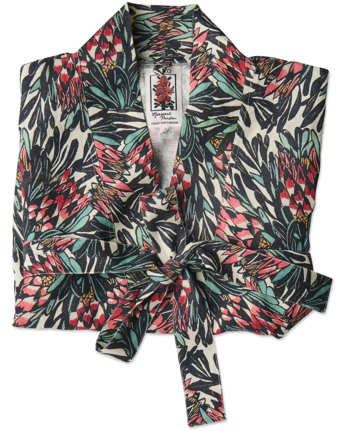 Margaret Preston Linen Robe . Protea Party