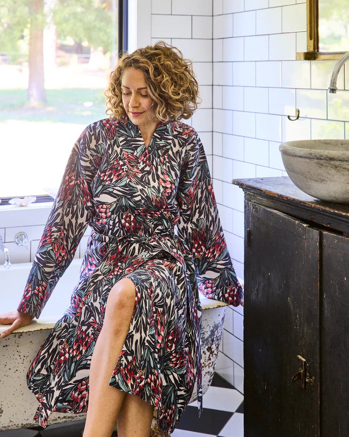 Margaret Preston Linen Robe . Protea Party