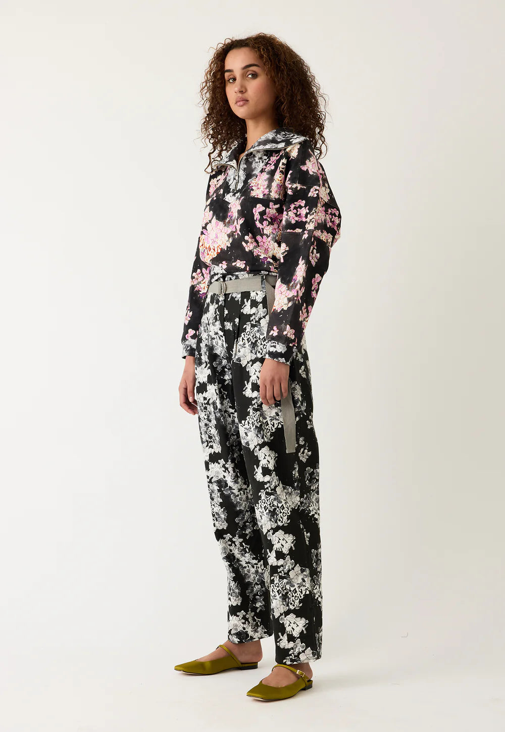 Bodhi Wide Leg Pant . Hydrangea Greyscale