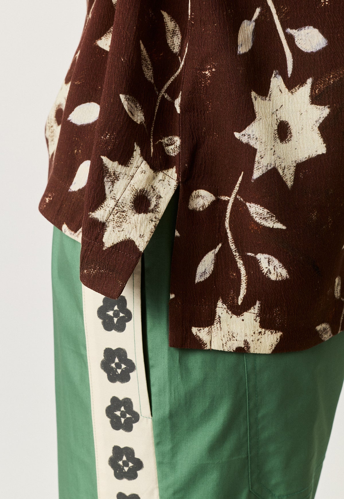 Dolman Top . Ochre Flowers