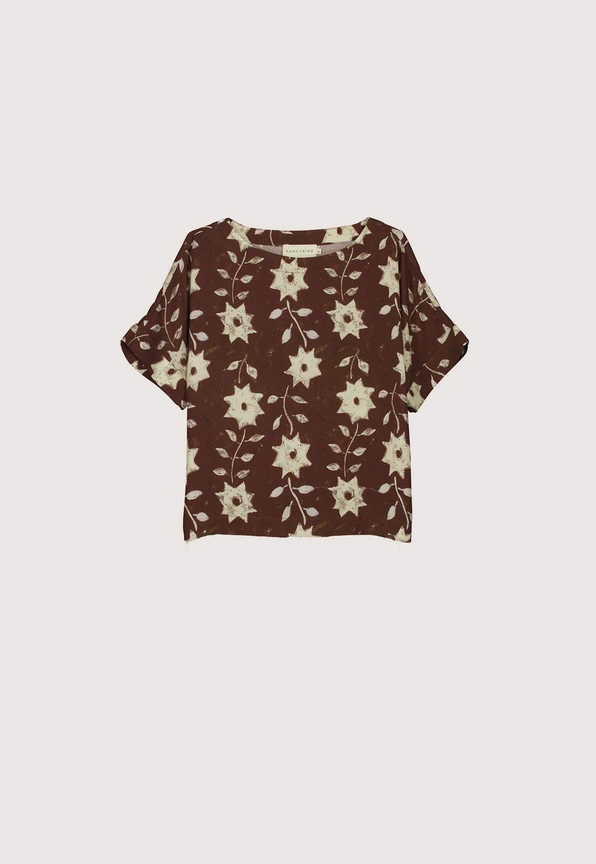 Dolman Top . Ochre Flowers