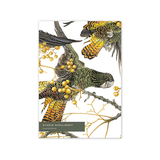 Studio Nikulinsky . A5 Notebook . Red-Tailed Black Cockatoos