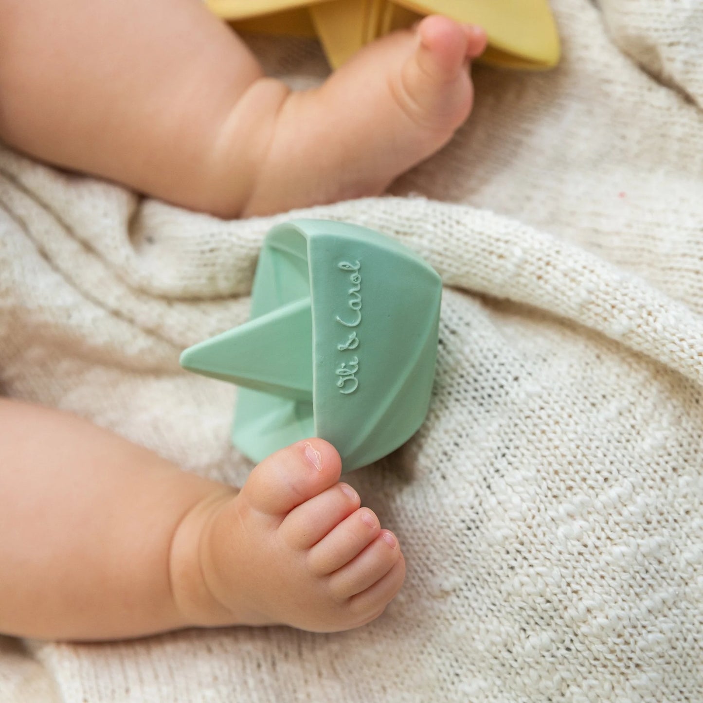 Origami Boat Natural Rubber Teether I Bath Toy . Mint  ARRIVING SOON!