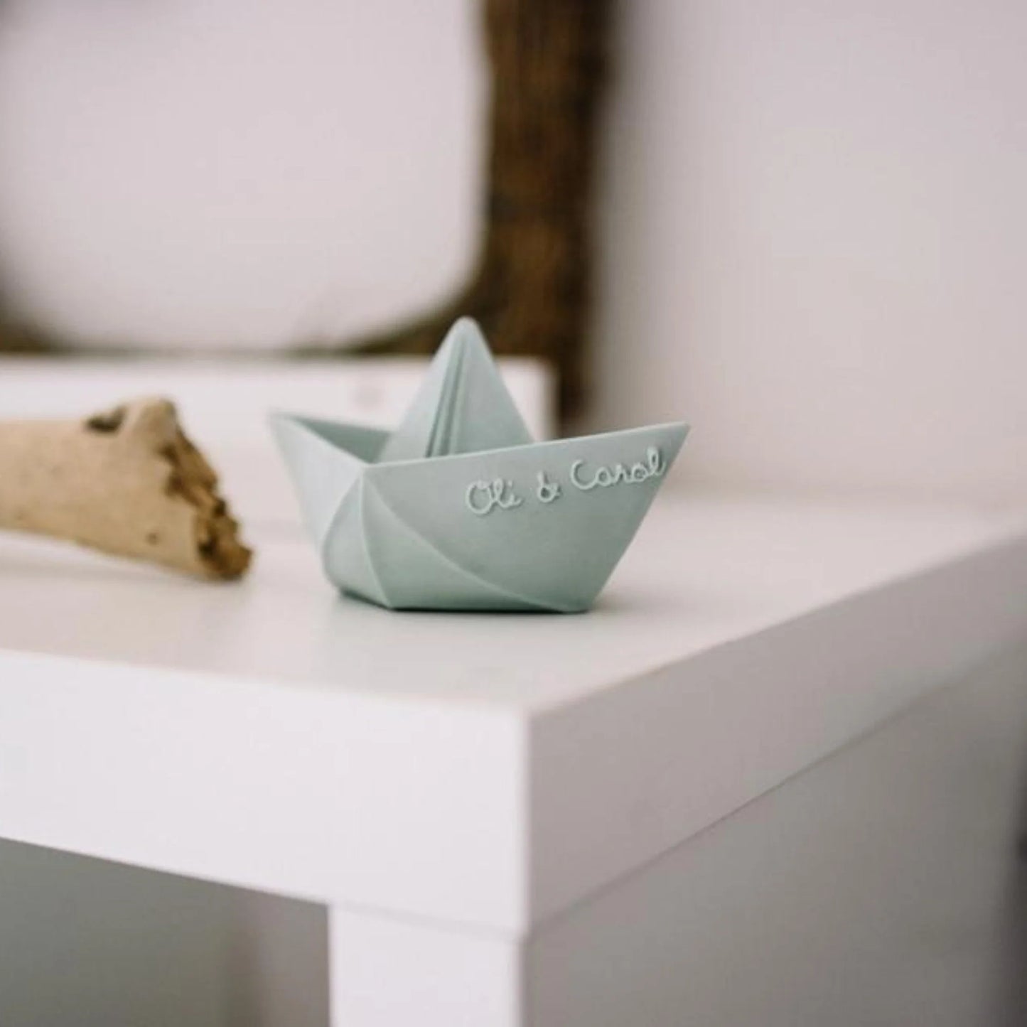 Origami Boat Natural Rubber Teether I Bath Toy . Mint  ARRIVING SOON!