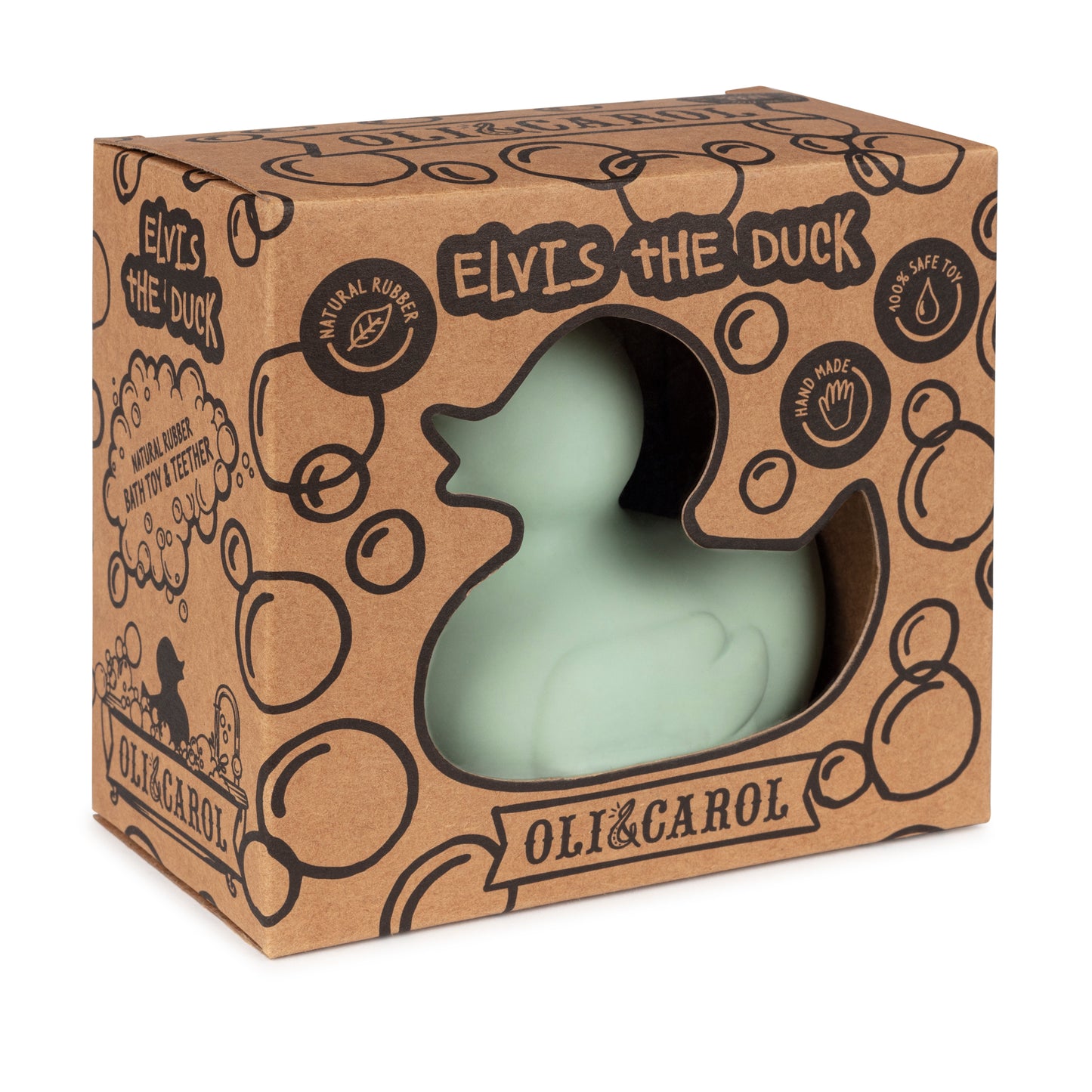 Elvis the Duck Natural Rubber Teether I Bath Toy . Mint  ARRIVING SOON!