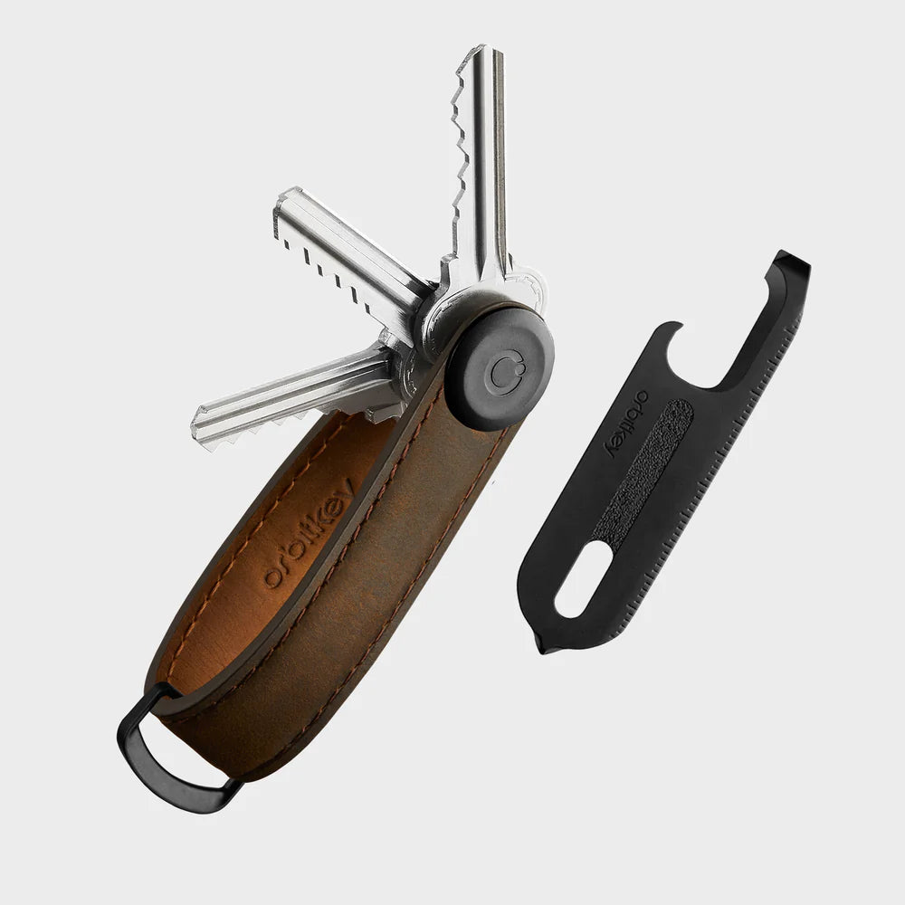 Key Organiser Crazy Horse + Multi-Tool v2 Set . Oak Brown with Brown Stitching