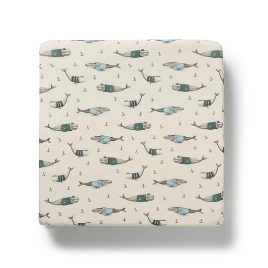 Organic Cotton Fitted Cot Sheet . Woolly Whales