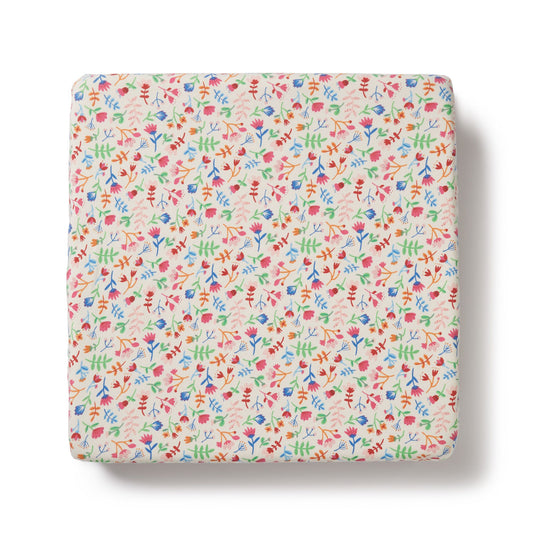 Organic Cotton Fitted Cot Sheet . Tropical Garden
