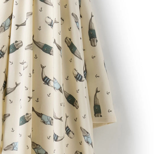 Organic Cotton Baby Swaddle . Woolly Whales