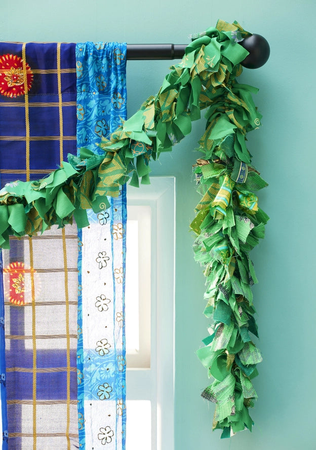 Recycled Sari Garland . Green . ARRIVING SOON