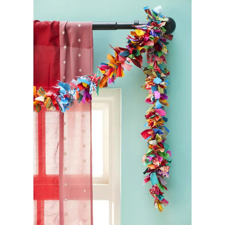 Recycled Sari Garland . Multi coloured