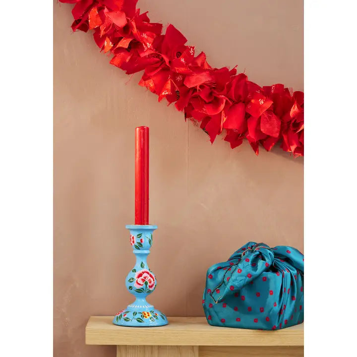 Recycled Sari Garland . Red