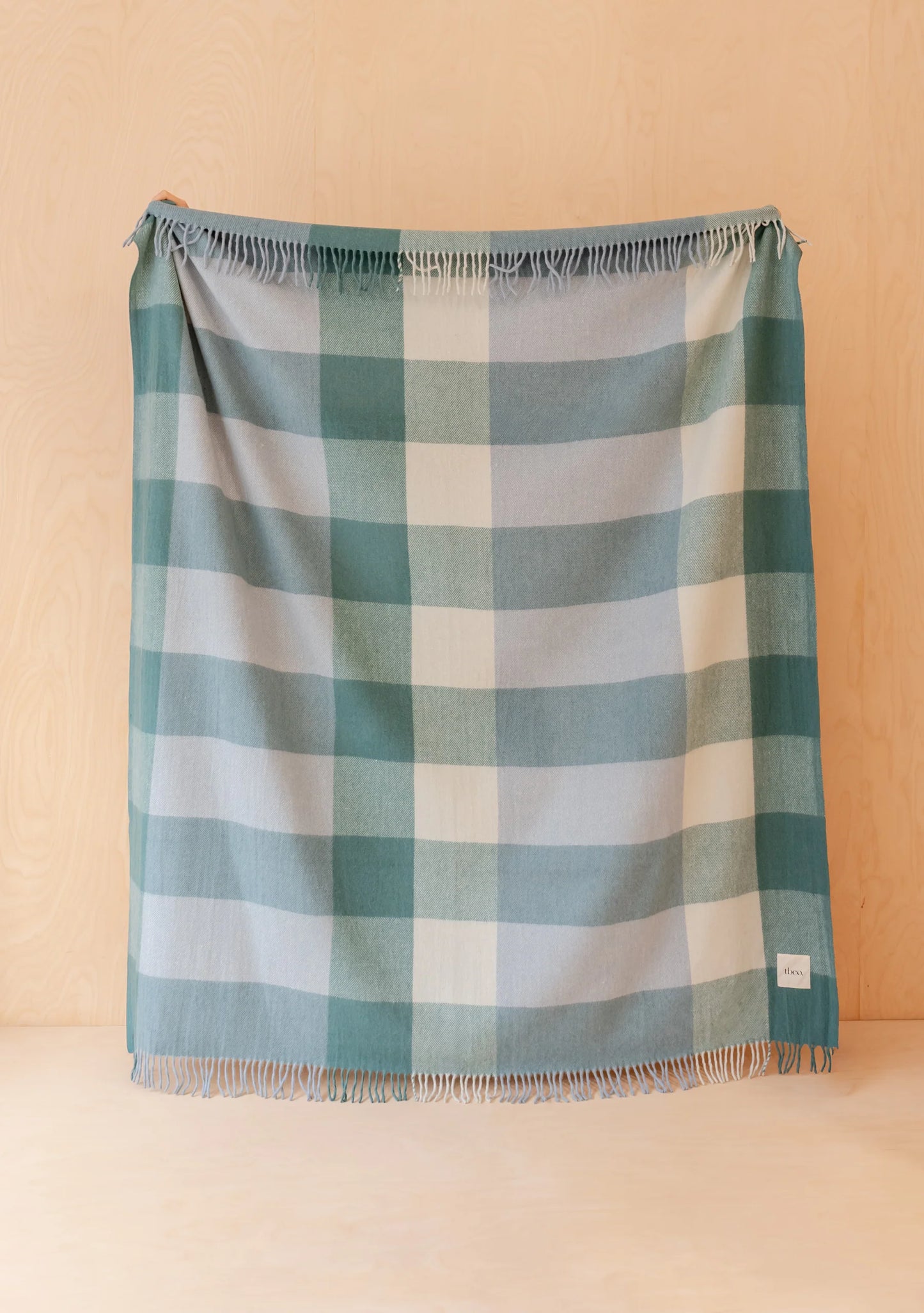 Recycled Wool Blanket . Blue Bold Check