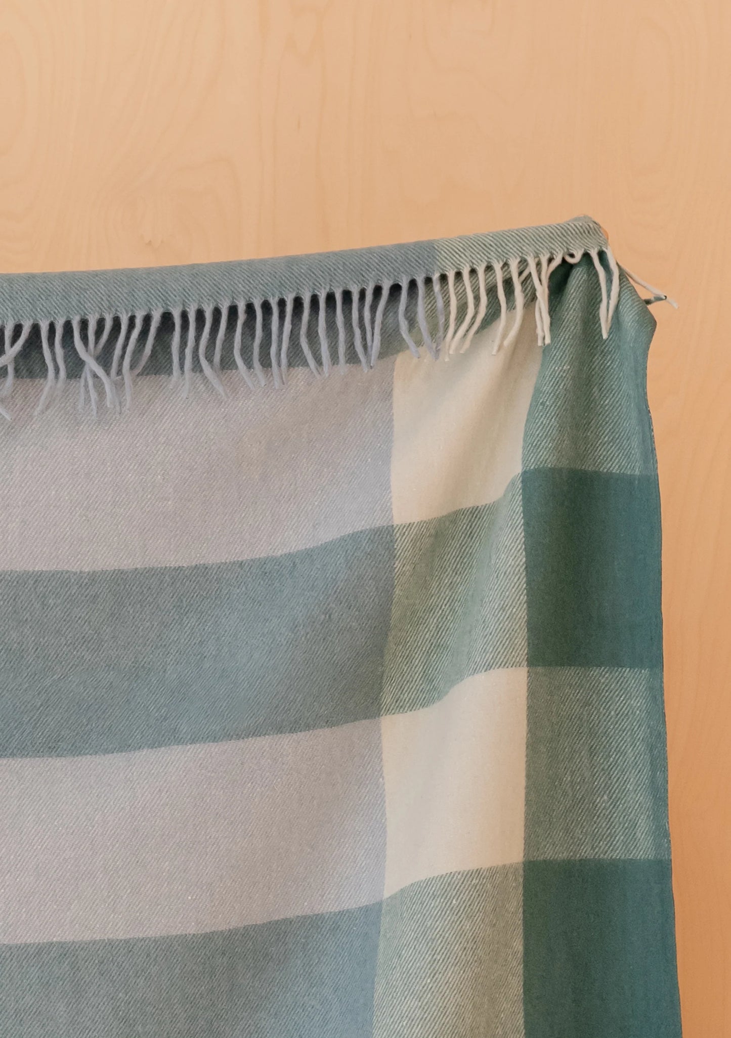 Recycled Wool Blanket . Blue Bold Check