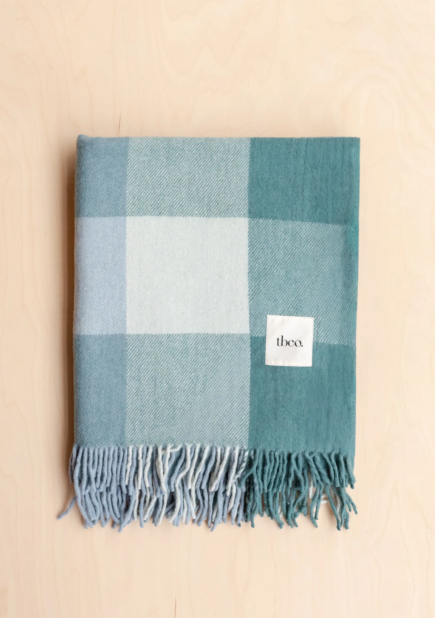 Recycled Wool Blanket . Blue Bold Check