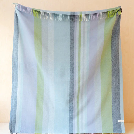 Recycled Wool Blanket . Blue Stripe