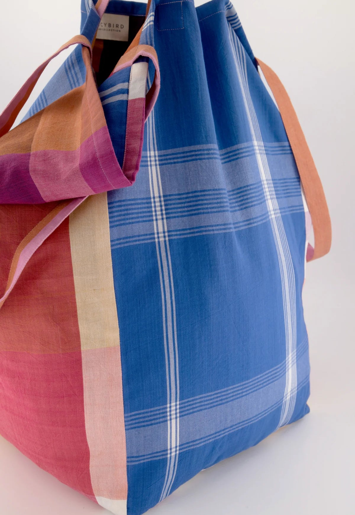 Remnant Woven Tote . Plaid