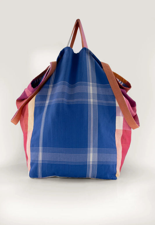 Remnant Woven Tote . Plaid