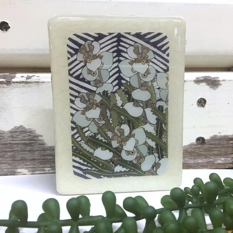 Mini Woodblock . Silver Dollar + Wild Leaves