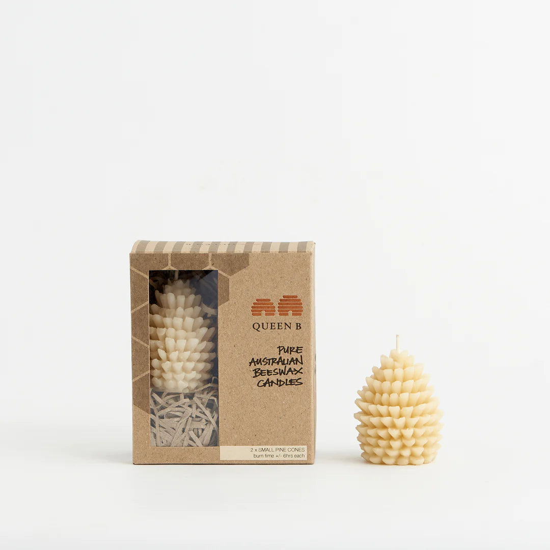 Australian Beeswax candles . Pine Cones . Set of Two . Small
