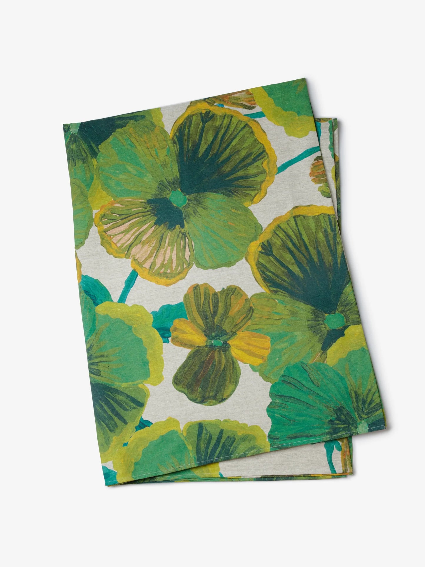 Wild Pansy Verde Tablecloth. ARRIVING SOON