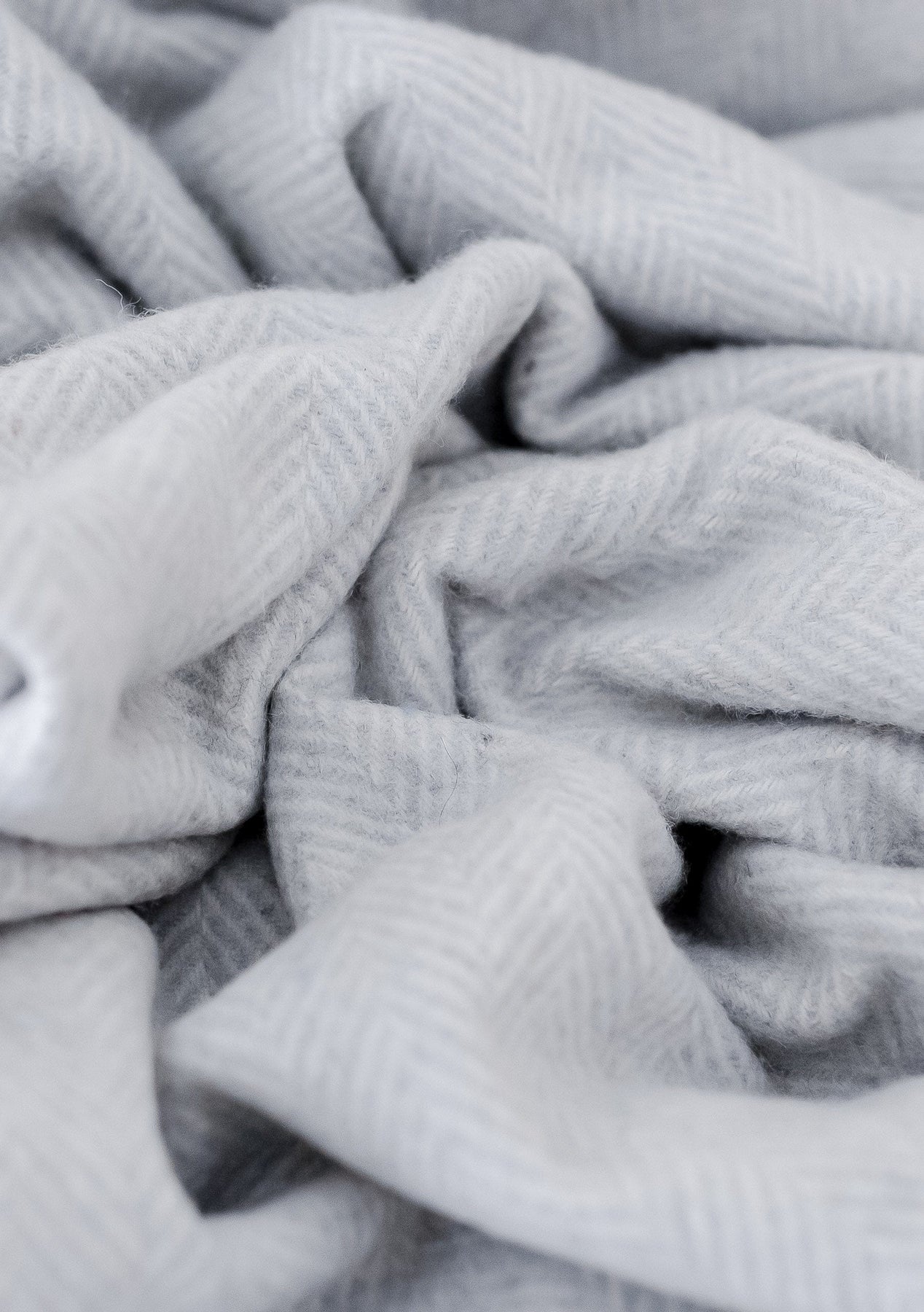 Recycled Wool Blanket . Silver Herringbone