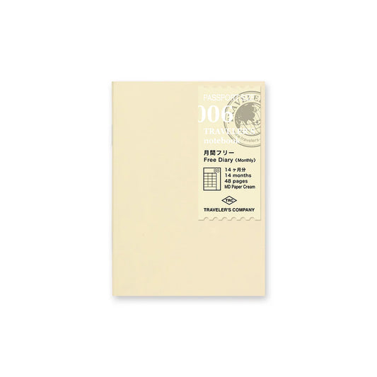 006 Traveler's Notebook Monthly Diary Free/Blank Refill . Passport size