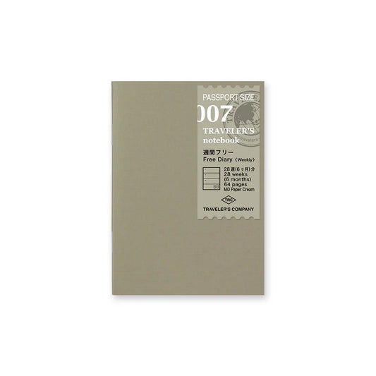 007 Traveler's Notebook Weekly Diary Free/Blank Refill . Passport size