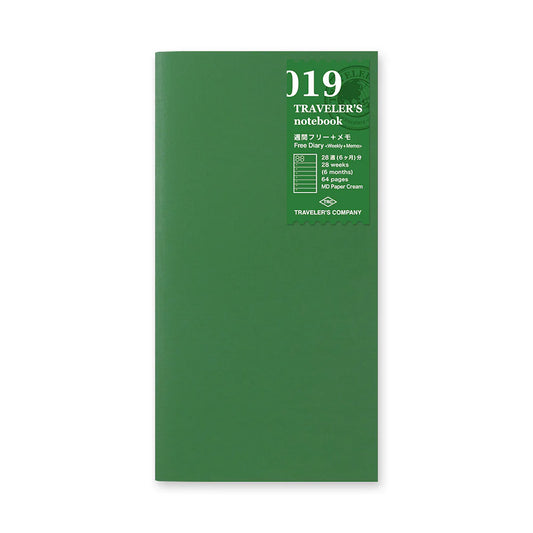 019 Traveler's Notebook Weekly Diary Free + Memo, 6 Months . Regular size