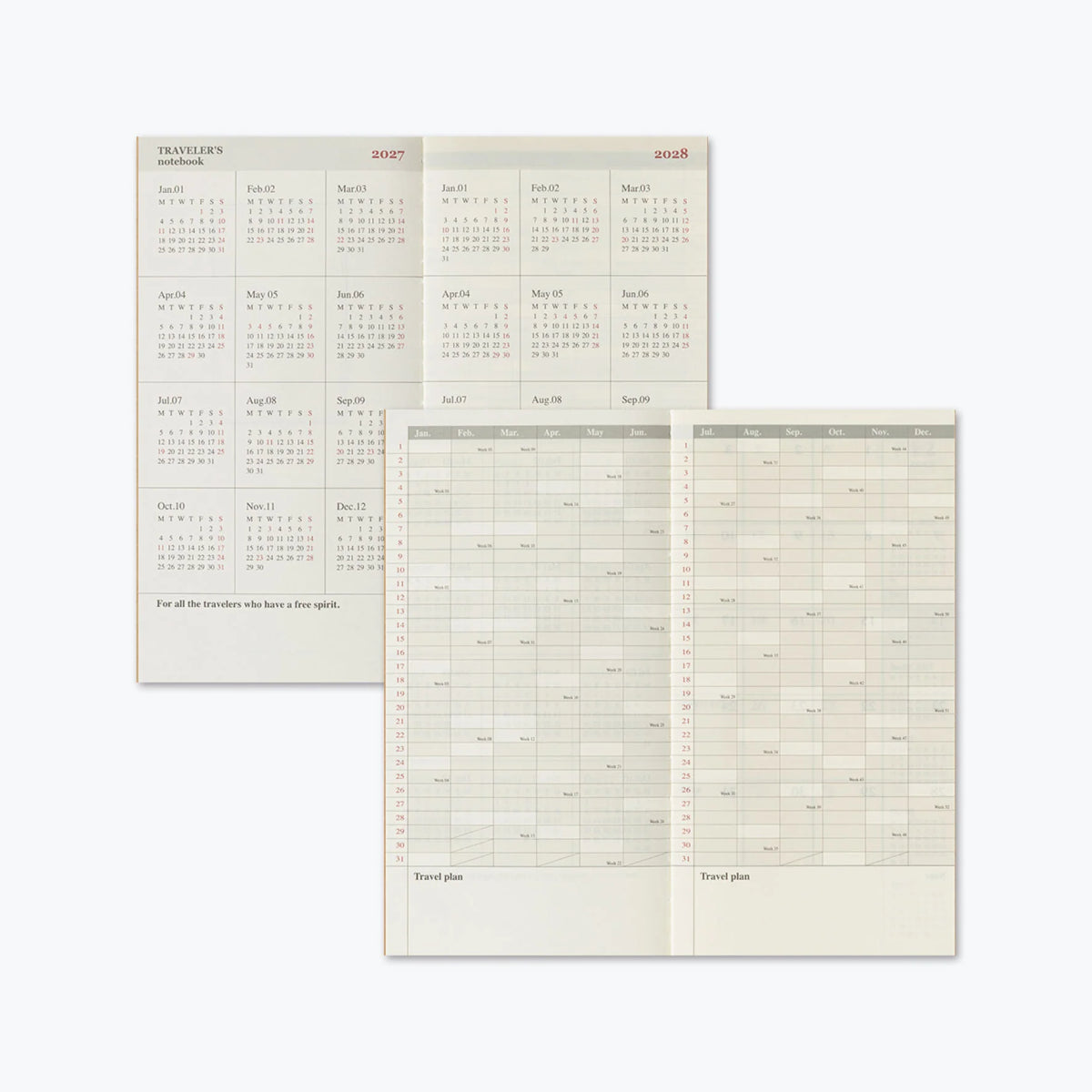 Traveler's Notebook Refill . 2027 Monthly Diary