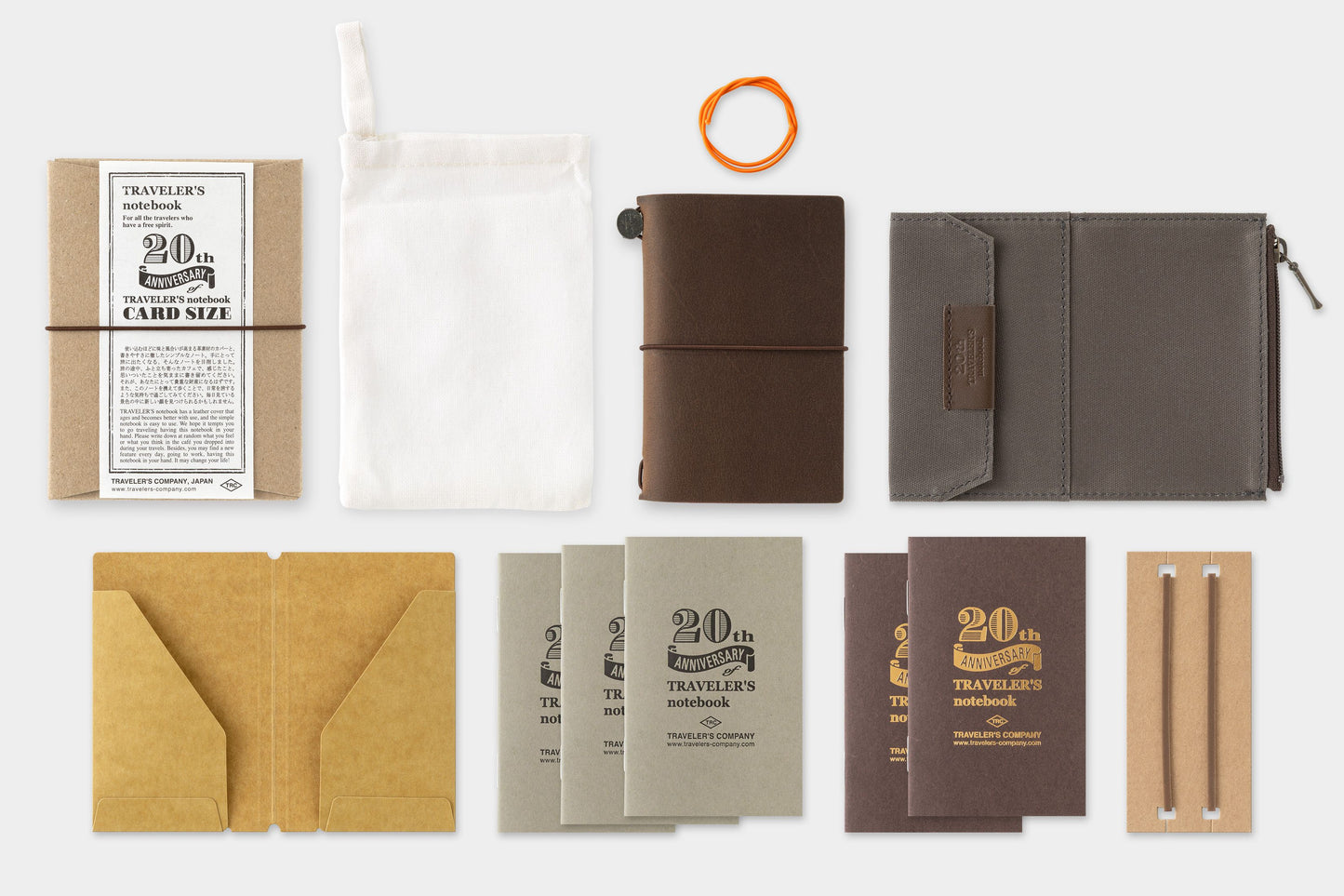 Traveler's Notebook 20th Anniversary Card Set . Brown PRESALE
