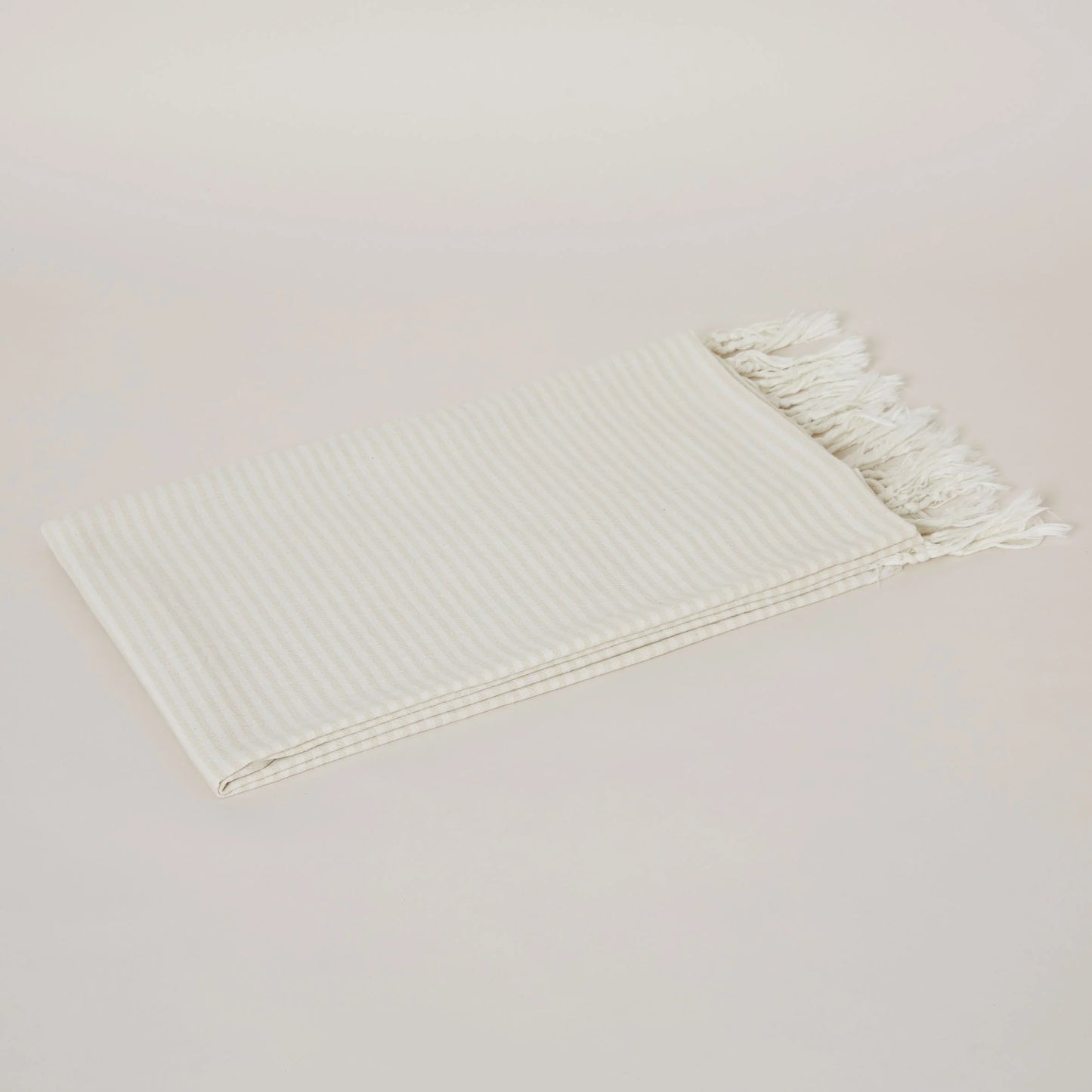 Turkish Cotton Towel . Classic Stripe Beige